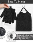 Anezus Exfoliating Back Scrubber Bath Gloves Set, Exfoliating Shower Towel with Shower Gloves for Body Scrub, Back Cleaner Wash Gloves to Remove Dead Skin (Black)