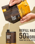 Every Man Jack Amber + Sandalwood Mens Body Wash Refill Starter Pouch - Naturally Derived Ingredients - Paraben Free, Phthalate Free, Dye Free - (1-36oz pouch, 1-24oz bottle)