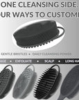 Avilana Silicone Body Scrubber – Gentle Shower Brush & Loofah Alternative- Food Grade & Lab Tested – Fast-Drying, Hygienic, BPA-Free Silicone Body Gentle Exfoliator (Light Gray, Massage)