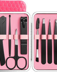 Tweezers Set, Hyxhappy 9 pcs Professional Stainless Steel Tweezer Kit for Women Facial Hair, Precision Plucke Tweezers with Luxurious Travel Case for Ingrown Hair Removal
