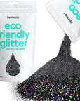 Hemway Eco Friendly Biodegradable Glitter 100g / 3.5oz Bio Cosmetic Safe Sparkle Vegan for Face, Eyeshadow, Body, Hair, Nail and Festival Makeup - Ultrafine (1/128" 0.008" 0.2mm) - Black Holographic