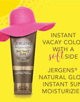 Jergens Natural Glow Instant Sun Self Tanner Moisturizer + Bronzer, Lightweight Sunless Tanner Moisturizer for a Sunkissed Natural Glow, Light Bronze, 6 Ounce