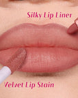 2 PCS Lip Liner and Lip Stain Combo Set, High Pigmented Long Lasting Velvet Lip Tint, Well-Defined Lipliner, Weightless Waterproof Not Animal Tested, Matte Finish Makeup