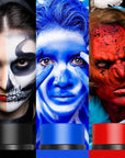 Red & Blue & Black Face Body Paint Stick, Football Baseball Eye Black Stick for Sports, Professional Halloween Face Makeup Kit for Zombie Clown Vampire Joker Costume Makeup