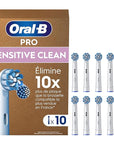 Oral-B Pro Sensitive Clean Electric Toothbrush Head, X-Shaped & Extra Soft Bristles for Gentle Brushing & Plaque Removal, Pack of 10 Toothbrush Heads, Suitable for Mailbox, White
