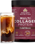 Ancient Nutrition Hydrolyzed Collagen Peptides Powder, Cold Brew Multi Collagen Protein for Women and Men, 40 Servings, Supports Skin and Nails, Gut Health, 17.5 oz