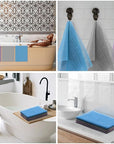 UJFQBH 3 Pieces African exfoliating net African Net Long Net Bath Sponge Exfoliating Shower Body Scrubber Back Scrubber Skin Smoother,Great for Daily Use (Purple Gray Blue)