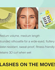 Ardell Active Lash - Pump’n, False Eyelashes, Cat Eye Lashes Wispy, Water-Resistant, Lightweight, 4 pairs, 1-Pack