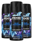 AXE Fine Fragrance Collection Premium Deodorant Body Spray for Men Blue Lavender 3 Count with 72H Odor Protection and Freshness Infused with Lavender, Mint, and Amber Essential Oils 4 oz