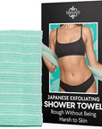 Dermasuri Japanese Exfoliating Shower Towel - Body Scrub Exfoliator & Back Scrubber Loofah for Men & Women, Exfoliating Shower Towel for Smooth & Glowing Skin, Removes Dry & Dead Skin, All Skin Types