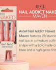 Ardell Nail Addict Naked Maven, Press On Nails, Medium Coffin Shape, Nail Kit, 1-Pack
