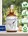 HIQILI Sandalwood Essential Oils 1 Fl Oz, 100% Pure Natural Therapeutic Grade for Skin, Diffuser, Perfume, Candle Soap Making, Includes Premium Quality Glass Dropper
