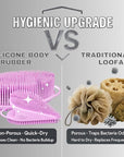 Avilana Silicone Body Scrubber – Gentle Shower Brush & Loofah Alternative- Food Grade & Lab Tested – Fast-Drying, Hygienic, BPA-Free Silicone Body Gentle Exfoliator (Pink, Body & Face)