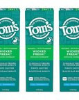 Tom's of Maine Wicked Fresh! Natural Fluoride Anticavity Toothpaste, Cool Peppermint, 3 Pack, 4.0oz