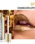 Maydear Chameleon Lipstick, High Pigmented Gold Lipstick for Women Metallic Shine Lip Gloss, Full-Coverage Multichrome Lipstick Long Lasting Rainbow Lip Makeup, Golden Bronze(07)