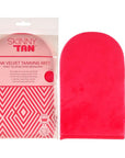 Skinny Tan Pink Velvet Tanning Mitt - Velvety Soft Luxe Texture - Waterproof Lining to Keep Hands Stain Free - Smooth for Flawless Finish - Long-Lasting and Machine Washable - 1 pc Applicator
