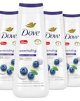 Dove Body Wash Unwinding Blueberry & Moon Milk, 4 Count for Renewed, Healthy Looking Skin, Moisturizing Gentle Skin Cleanser with 24hr Renewing MicroMoisture, 20 oz
