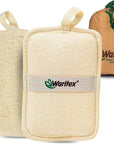 Waritex Egyptian Loofah Rectangular Body Scrubbers with Hand Strap, Exfoliating Bath Pads Made from Natural Egyptian Loofah Fibers, Gentle Deep Cleansing for Men and Women in Shower 2 Count (1 Pack)
