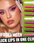 3 Colors Fat Lip Oil, Click Slick Moisturizing and Long-lasting Lip Balm, Non-stick and High Pigment Lip Glow Oil, Lightweight Lip Plumper with Coconut Oil Makeup (Set C)