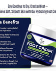 Tea Tree Oil Foot Cream - Moisturizing Athletes Foot Care For Dry Cracked Feet Cream - Heel & Callus Removal, Toenail Treatment, Ringworm Itchiness Relief - Made in USA Foot Cream, 2 Ounce Pack of 1