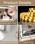 FENNIO Vanity Mirror with Lights 22''x17'' Makeup Mirror with Lights,Vanity Mirror Touch Screen with 3-Color Lighting,Dimmable,for Vanity Desk Tabletop