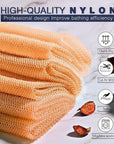 UJFQBH 3 Pieces African Bath Sponge African Net Long Net Bath Sponge Exfoliating Shower Body Scrubber Back Scrubber Skin Smoother,Great for Daily Use (Yellow,Yellow,Yellow)