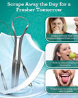 GuruNanda Spoon & U-Shaped Tongue Scraper Variety Pack (2 Pack) with Travel Case, 420 Medical Grade Stainless Steel, Promotes Fresh Breath & Oral Care
