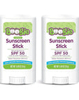 Baby Sunscreen Stick by Boogie, Mineral Sunscreen SPF 50, Travel Size Sunblock for Kids, FSA/HSA Eligible, Zinc Oxide, Water Resistant, Vegan, Fragrance Free, Pack of 2