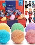 Superhero Bath Bombs for Kids with Surprise Toys Inside (6 Pack) - Large Bubble Bomb Fizzies for Boys, Girls, & Toddlers - Fruity Scents, Relaxing Aromas, Made in USA, Birthday Gift by Two Sisters