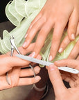GERMANIKURE 6pc Manicure Set in Beige Leather Case - FINOX Stainless Steel Tools Made in Germany, Glass Nail Care Supplies Made in Czech Republic – Professional Cuticle and Nail Care Kit