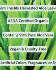 Organic Aloe Vera Gel for Skin, Face, Body, After Sun Care - USDA Certified Organic, 12 fl. oz.