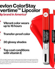 Revlon Liquid Lipstick with Clear Lip Gloss, ColorStay Overtime Lipcolor, Dual Ended with Vitamin E, 480 Unending Red, 0.07 Fl Oz