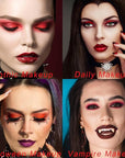 16 Colors Pink Matte Glitter Metallic Eye Shadow Palette, Korean Eyeshadow Palette Makeup, Pigmented Red Eyeshadow Kit for Halloween Parties, Joker Vampire Clown Makeup
