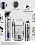 Professional Hair Trimmer Hair Clippers for Men, Nose Hair Trimmer Shaver Set,Cordless T-Blade Beard Trimmer Barber Clippers,Electric Razor Foil Shavers for Men Haircut Grooming Kit(Silver)
