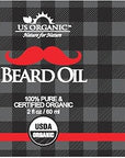 US Organic Beard Oil, 100% Pure, USDA Certified, Softens, shine, moisturizes, Amber Glass Bottle with Eye Dropper, 2 Ounce