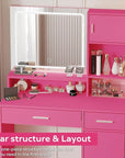 MIRROTOWEL Vanity Desk with Mirror and LED Light Strip,Dressing Table with Large Drawer, 3 Level Storage Dresser & 3 Lighting Modes Adjustable Brightness, Suitable for Bedroom