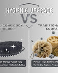 Avilana Silicone Body Scrubber – Gentle Shower Brush & Loofah Alternative- Food Grade & Lab Tested – Fast-Drying, Hygienic, BPA-Free Silicone Body Gentle Exfoliator (Dark Gray, Massage)