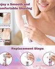 Electric Razors Shavers for Women, Bikini Trimmer 5 in 1 Electric Shaver Razor for Women, Wet/Dry Face Razors for Face Nose Eyebrow Arms Armpit Legs Pubic Area Painless Facial Hair Removal for Women