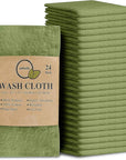 Softolle 100% Cotton Washcloths 24 Pack (12x12 Inches) Soft, Highly Absorbent Washcloth, Face Towels, Wash Cloths for Face, Ring Spun, Bulk Pack (Sage Green)