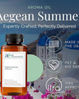 Aegean Summer Aroma Oil, Essential Oils Blend for Diffusers & Scent Machines, Green Tea & Lemongrass, Aromatherapy, Cold Air Diffuser Compatible, 300 mL