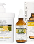 Advanced Clinicals Retinol Body Lotion + Retinol Serum 2PC Skincare Set For Women & Men Helps Diminish Appearance Of Crepey Skin | Face Serum & Body Cream Visibly Improves Look Of Wrinkles & Sagging