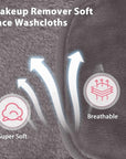 Makeup Remover Cloth, 6" x 6" Make Up Towels Reusable Face Cloth for Washing Face, Makeup Remover Pads Microfiber Face Washcloth with Mesh Bag, Just Water, 12 Pack, Cool Grey