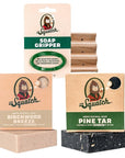 Dr. Squatch Basic Squatch Forest Pack - Pine Tar and Birchwood Breeze - Handmade Bar Soap With Organic Oils, Soap Gripper and Saver