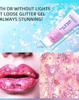 DAGEDA Body Glitter Gel, Face Glitters Body Gel Sequins Shimmer Liquid Eyeshadow, Chunky Glitter for Face Hair Nails, Holographic Cosmetic Laser Powder Festival Makeup 50ml(Pink)