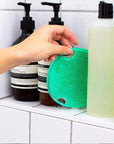 Boie USA Flat Body Scrubber - Soft Silicone-Like Exfoliating Shower Scrubber & Body Cleansing Brush - Stick-to-Wall Loofah Replacement - Antimicrobial Body Exfoliator for All Skin Types (Mint)