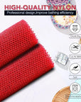 UJFQBH 2 Pieces African Bath Sponge African Net Long Net Bath Sponge Exfoliating Shower Body Scrubber Back Scrubber Skin Smoother,Great for Daily Use (Red)