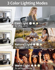 ROLOVE 23x18 Inch Vanity Mirror with Lights, 3-Color Modes, Dimmable LED Mirror with Touch Control - Large Makeup Mirror for Dressing Room (Wall/Tabletop Mount)
