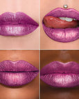 MAKI YIKA 3Pc Metallic Lipstick for Women, Red Pink Brown Glitter, Long Lasting, Full-Coverage Liquid Lip Gloss
