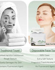 Bamboo Viscose Disposable Face Towel Biodegradable Large Dry Face Wipes 60 Count Extra Thick Soft Clean Facial Towels for Sensitive Skin, Makeup Removing, Facial Cleansing, Nursing, Travel