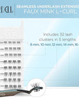 Ardell Seamless Underlash Lash Extension Kit - DIY Lash Clusters, Faux Mink L Curl Individual Lashes, Eyelash Extension for Natural Look Lash Kit, 32 Count, 1-Pack